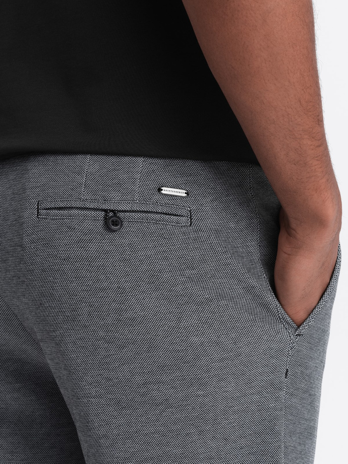 Pantaloni scurți bărbătești din tricot melange bicolor - negru V2 OM-SRCS-0127