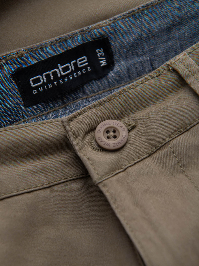 Pantaloni pantaloni scurți chinos pentru bărbați cu întoarcere contrastantă - olive V2 W421