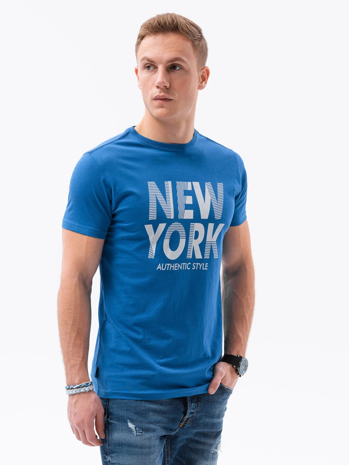 Men's printed t-shirt V-19C- dark blue S1434