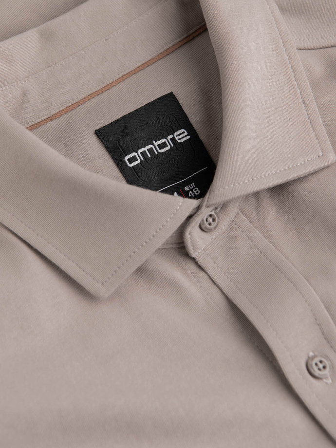 Pánska košeľa REGULAR z bavlneného jednoduchého džerseja - popol V5 OM-SHCS-0138