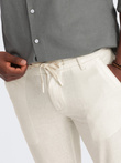 Men's linen blend roll-up chino pants - cream V2 OM-PACP-0198