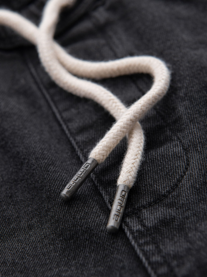 Pánské šortky s elastickým pasem a pracím efektem - černé V4 OM-SRDS-0192