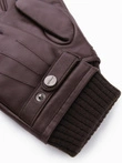 Men's leather gloves with touch function - dark brown V2 OM-ACGL-0128