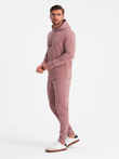 Set trening pentru bărbați BASIC tricoul kangaroo + pantaloni de jogging - roz închis V4