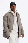 High padded puffer jacket with pattern - brown V1 OM-JAHP-0174