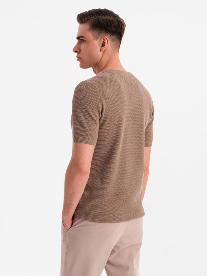 Tricou polo BASIC BASIC pentru bărbați, o singură culoare, din tricot piqué - verde neon V25 OM-POBS-0100