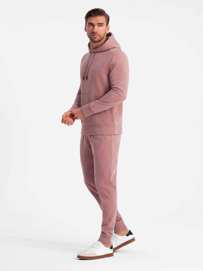 Set trening pentru bărbați BASIC tricoul kangaroo + pantaloni de jogging - roz închis V4