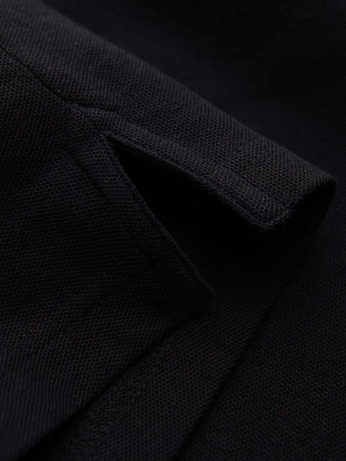 Men's pique knit polo shirt without buttons - black V2 OM-POSS-0110