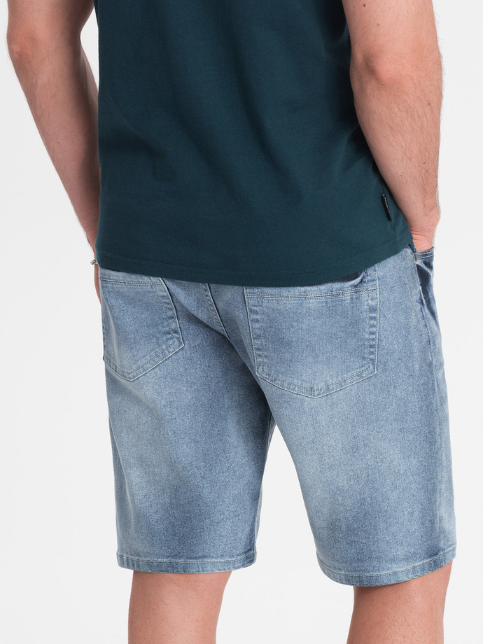Men's denim short shorts with subtle washes - light blue V1 OM-SRDS-0145