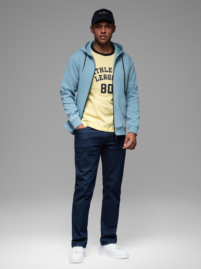 Unzipped hoodie sweatshirt in streetwear style - light blue V4 OM-SSZP-0213