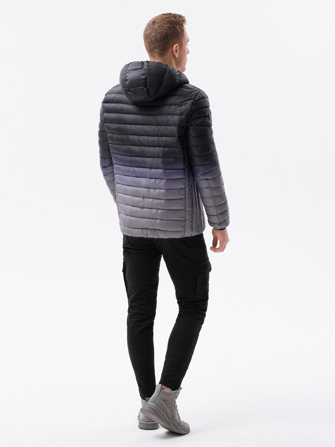 Men's mid-season quilted jacket - black/grey C319