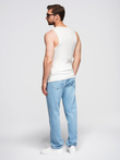 Men's cotton basic t-shirt with straps - white V1 OM-TSBT-0239