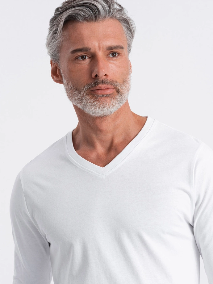 Men's unprinted longsleeve with a crew neckline - white V3 OM-LSBL-0108