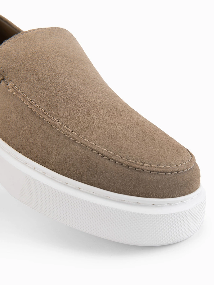 Men's slip on half shoes on thick sole - dark beige V1 OM-FOCS-0152