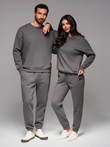 UNISEX tracksuit set in athleisure style with pants and sweatshirt - grey V18 Z109