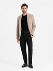 Blazer bărbătesc elegant, din tricot structurat - bej V2 OM-BLZB-0129 