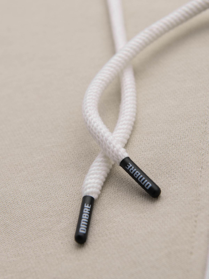 Pánská mikina BASIC na zip s kapucí - světle béžová V1 OM-SSBZ-0178