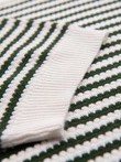 Men's knitted t-shirt with navy stripes and openwork weave - olive and white V3 OM-TSCT-0255