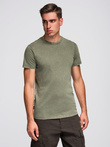 Tricou pentru bărbați cu efect de spălare - olive V4 OM-TSWT-0116