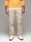 Men's knitted joggers with cargo pockets - cream V1 OM-PAJO-0199