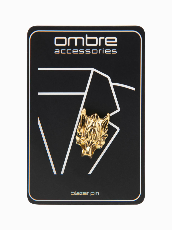 Kovový ozdobný odznak na oděv vlk - zlatý V1 OU-ACPN-0115