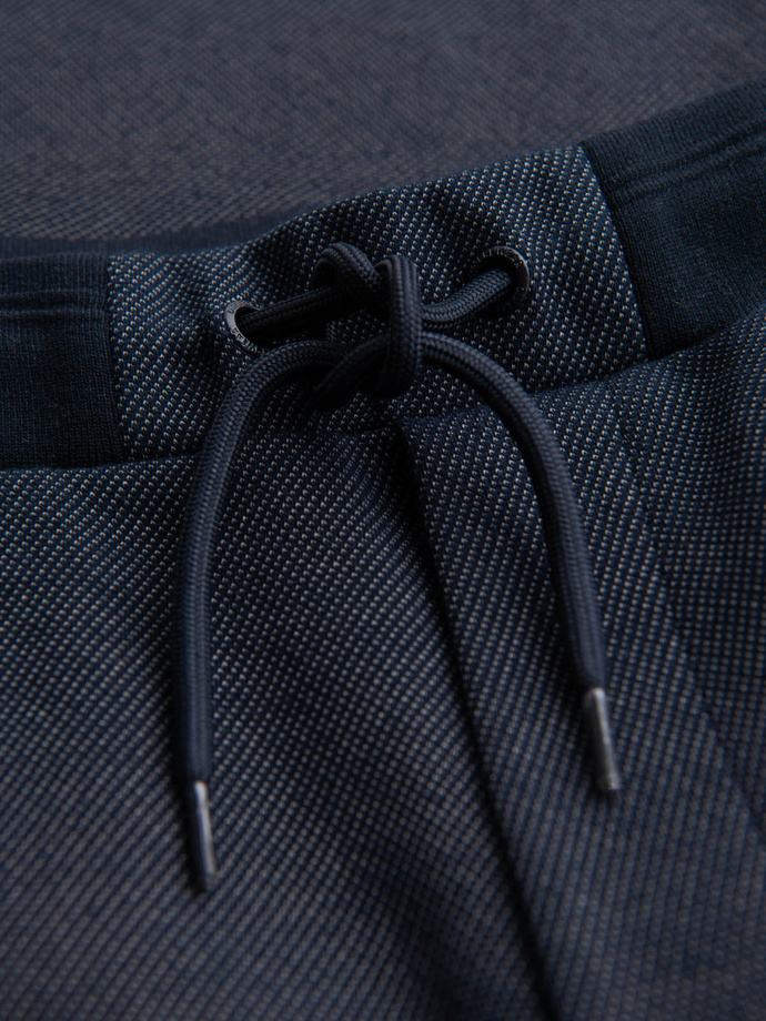 Ležérne pánske šortky SLIM FIT zo žakárového úpletu - tmavomodré V1 OM-SRCS-0168