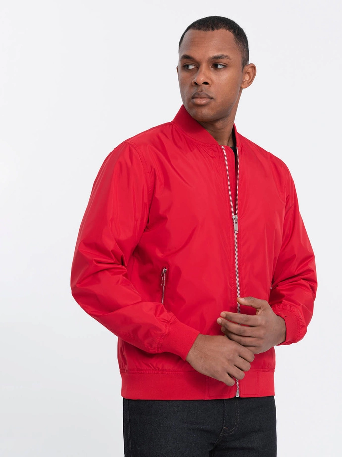 Men's bomber jacket seamed - red V14 OM-JANP-0115