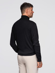 Men's knitted fitted turtleneck with viscose - black V1 OM-SWTN-0101