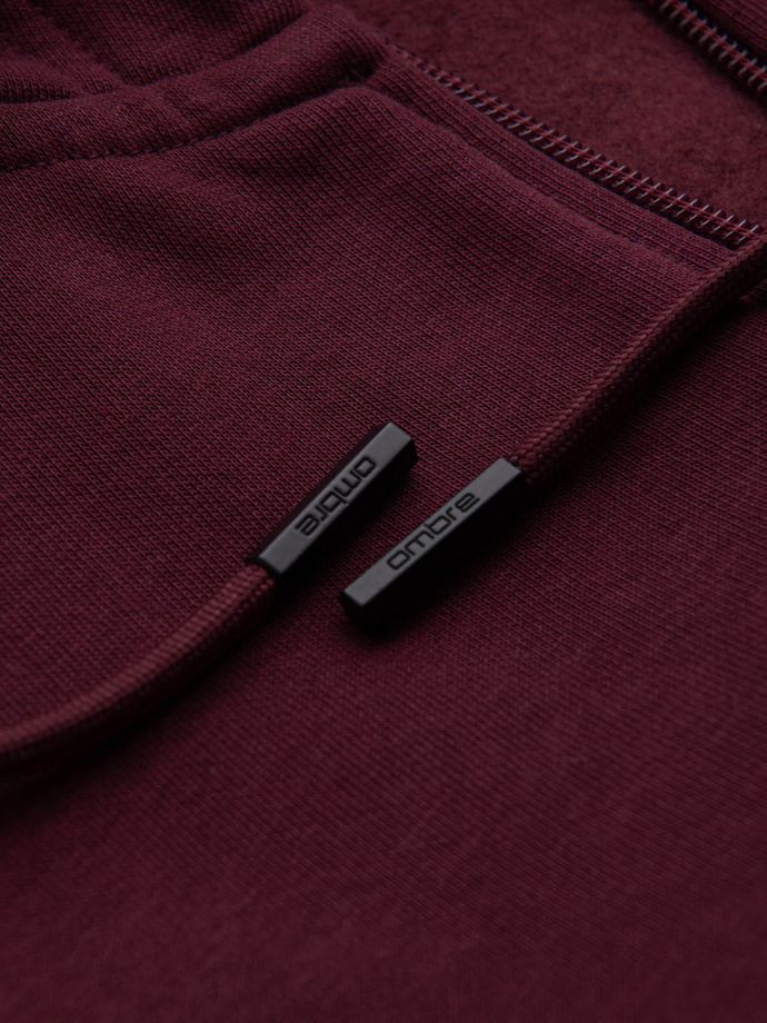 Unzipped cotton men's BASIC sweatshirt - maroon V3 OM-SSBZ-0160