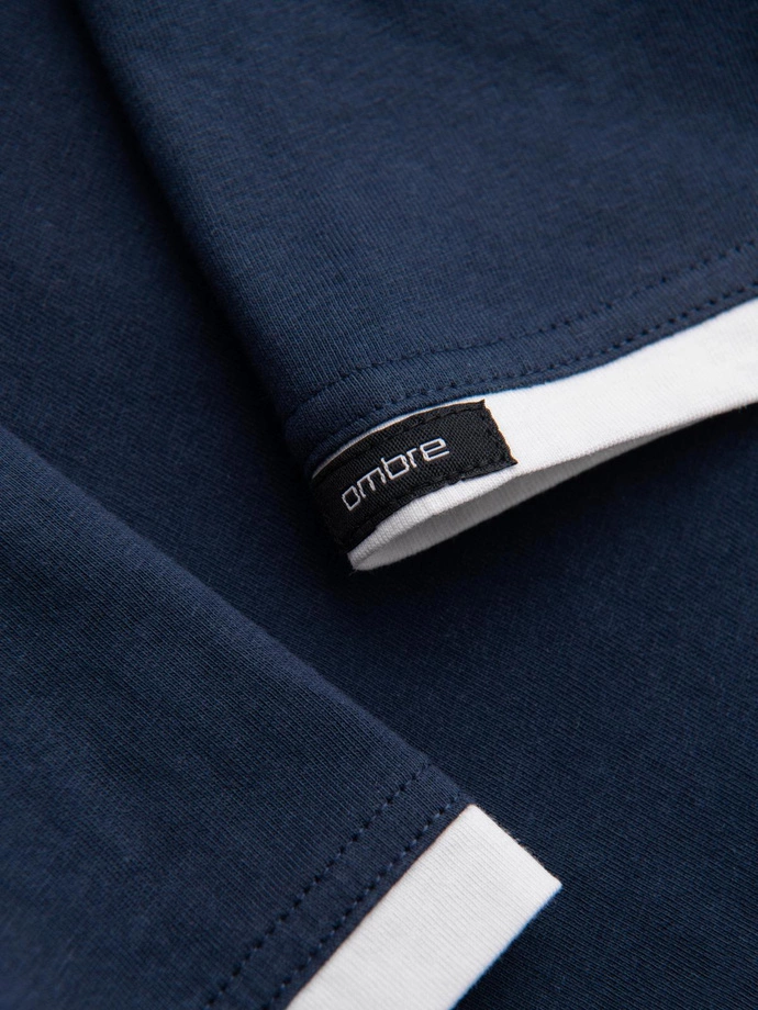 Pánské bavlněné tričko s kapucí - tmavě modré V4 OM-TSCT-0256