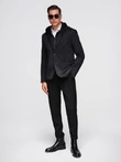Men's blazer with detachable underlining and hood - black V1 OM-BLZB-0126