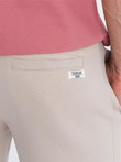 Men's knit shorts with drawstring and pockets - light beige V1 OM-SRBS-0139