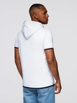 Men's hooded cotton t-shirt - white V1 OM-TSCT-0256