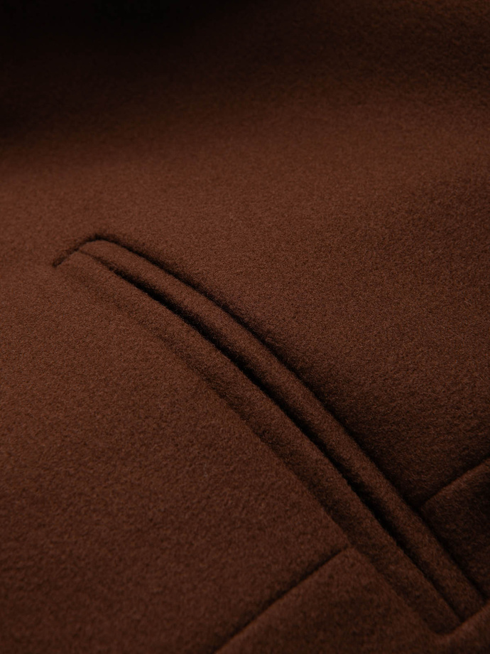 Men's casual blazer with decorative buttons on cuffs - chocolate brown V1 OM-BLZB-0118