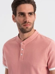 Tricou polo fără guler pentru bărbați - roz V7 OM-TSCT-0156