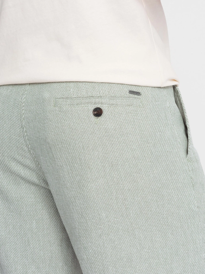 Men's knit shorts in linen and cotton - light green V2 OM-SRCS-0130