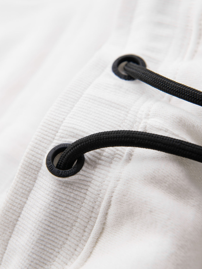 Pánské krátké teplákové kraťasy s širokými pruhy - broken white V1 OM-SRSK-0182