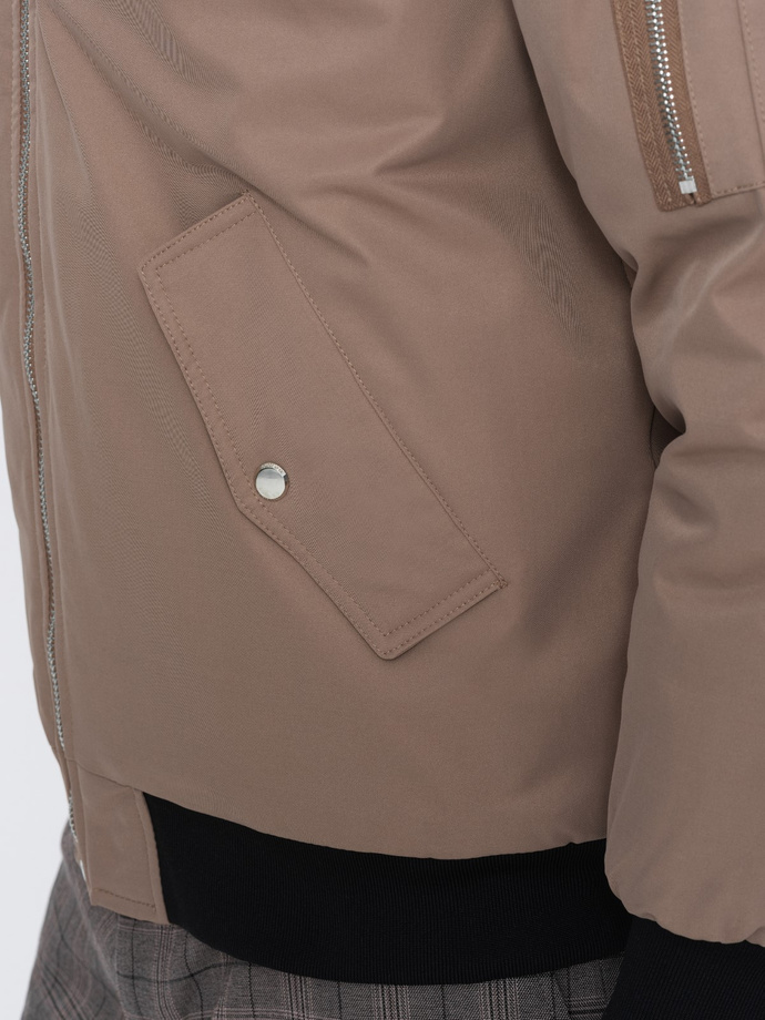 Men's insulated bomber jacket - beige V9 C516