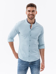 Men's long sleeve knit shirt - blue V3 K542