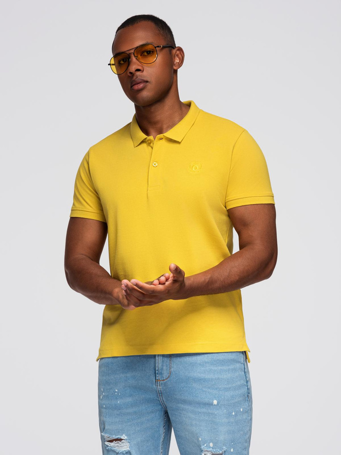 Men's pique knit polo shirt - yellow S1374