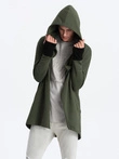 Asymmetrical men's sweatshirt with a spacious hood NANTES - dark olive green B1368