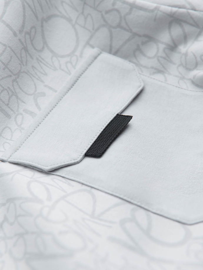 Vyriški medvilniniai marškinėliai su raidėmis ir kišenėmis - balti ir pilki V3 OM-TSFP-0188