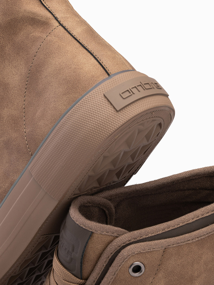 Pantofi sport de bărbați cu baretă decorativă - maro V2 OM-FOTH-0158