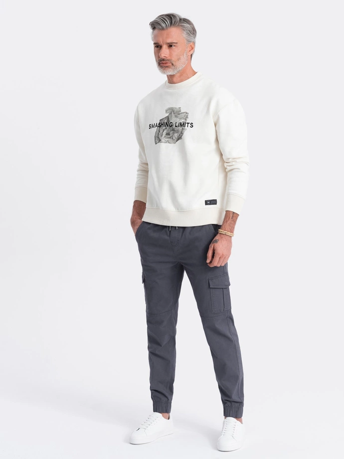 Pánske nohavice JOGGERY s cargo vreckami na zips - grafitová V3 OM-PAJO-0123