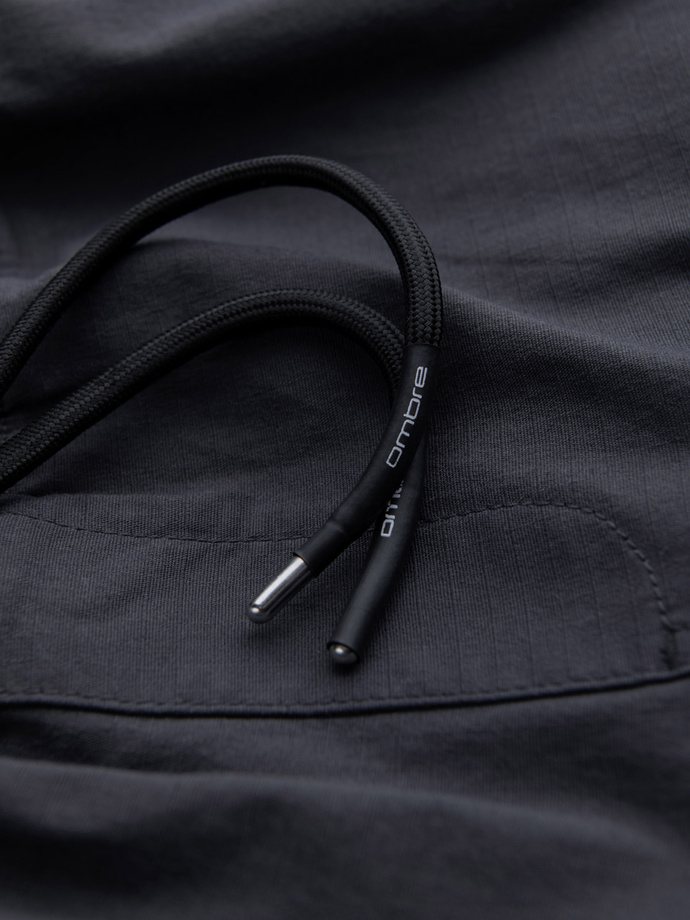 Pánske nohavice JOGGER so stojačikom a cargo vreckami na zips - grafitová V6 OM-PAJO-0135