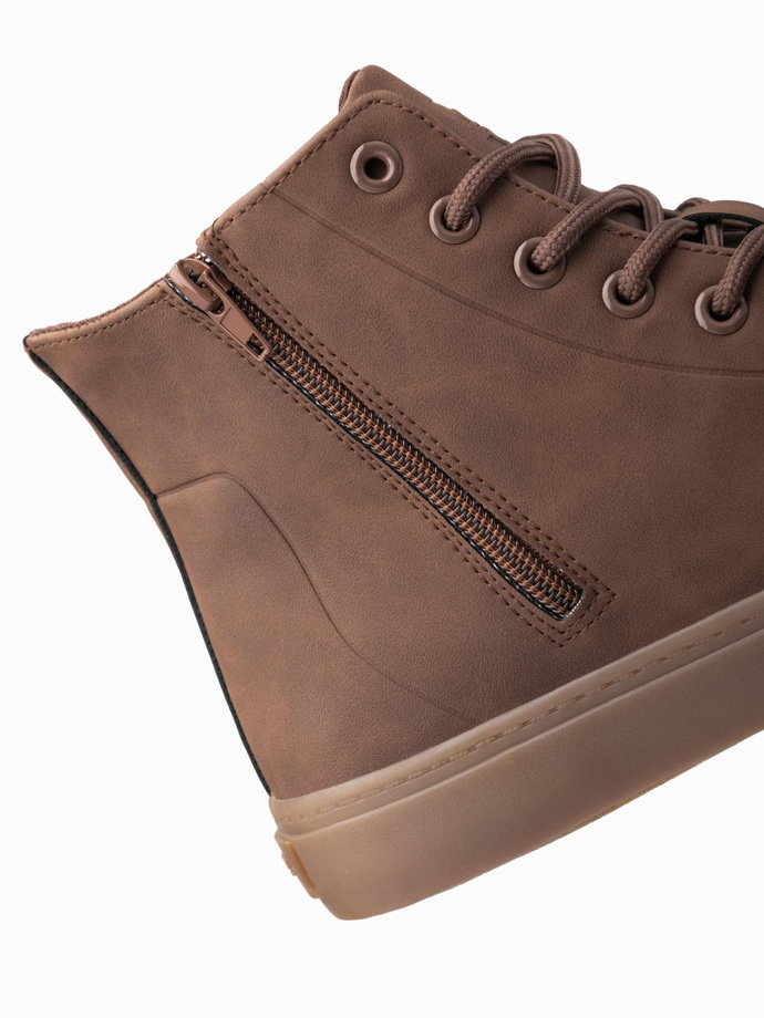 Men's ankle sneakers with rubber sole - brown V4 OM-FOTH-0187 