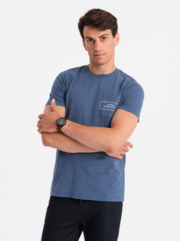 Ombre Streetstyle bărbați bumbac buzunar imprimare T-shirt - indigo V9 OM-TSCT-0108