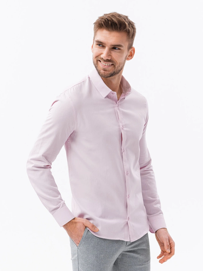 Men's shirt with long sleeves - pink K642