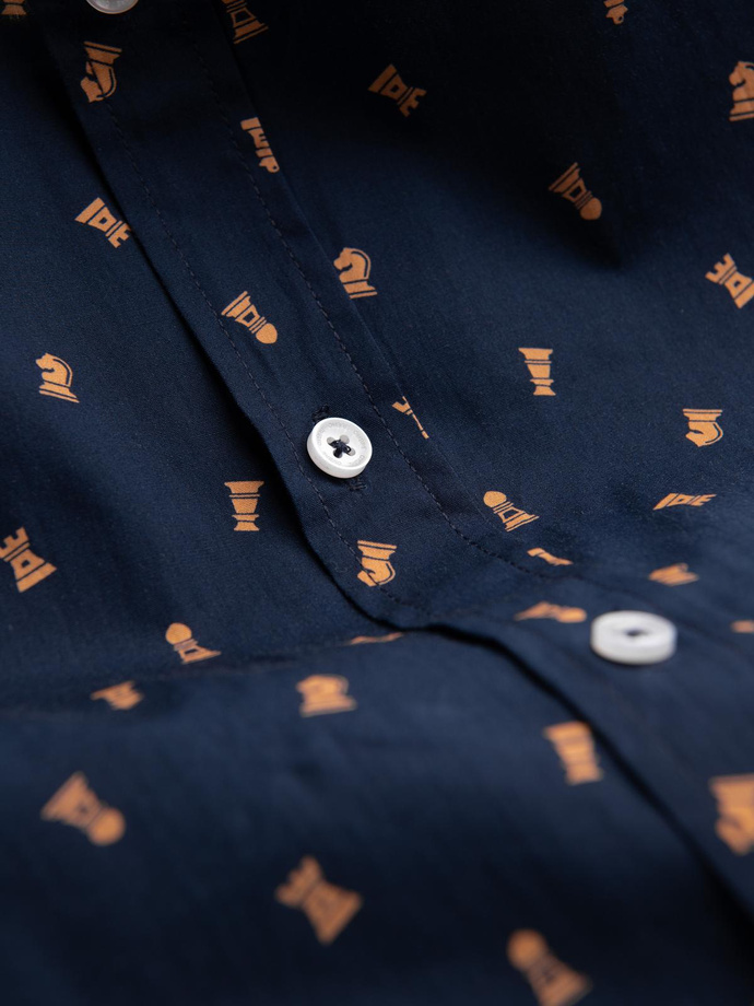 Cămașă bărbătească din bumbac cu model SLIM FIT - cerneală V3 OM-SHCS-0151