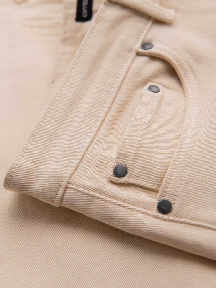 Pánske džínsové klasické šortky s ohrnutou nohavicou - krémové V2 OM-SRDS-0162